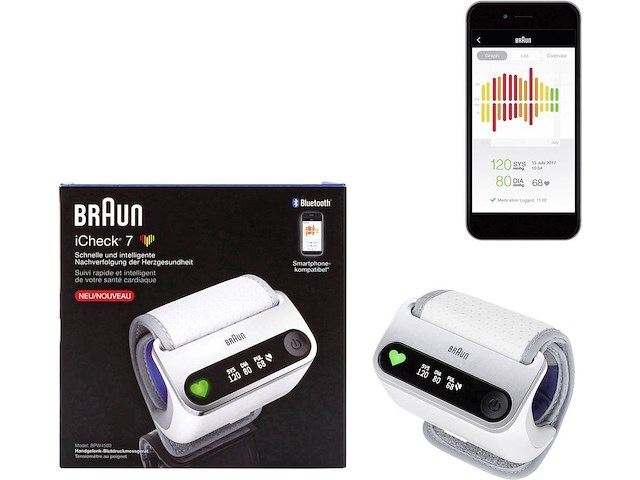 Braun bpw4500 icheck 7 - bloeddrukmeter - wit - afbeelding 1 van  8