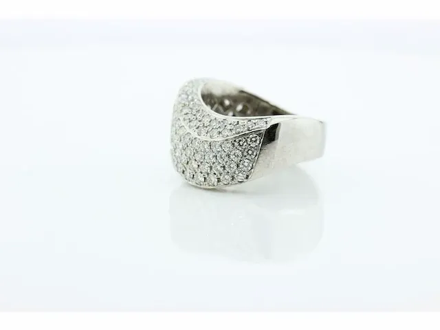 Brede fantasie ring met briljant - afbeelding 3 van  6