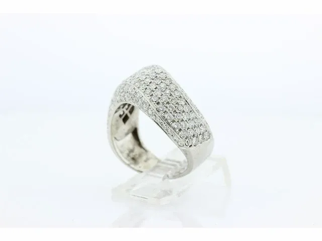 Brede fantasie ring met briljant - afbeelding 4 van  6