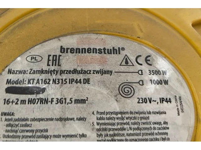 Brennenstuhl verlengkabel in muurhaspel - afbeelding 2 van  2