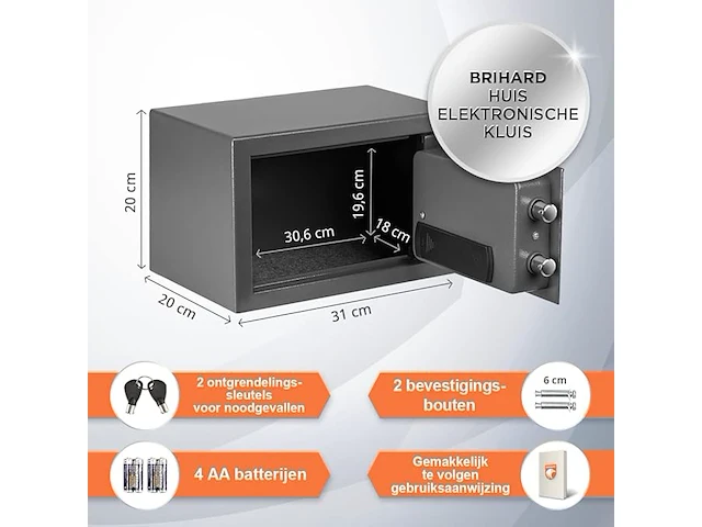 Brihard elektronische kluis - afbeelding 5 van  6