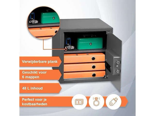 Brihard zakelijke elektronische kluis - 40x38x38cm - afbeelding 3 van  6