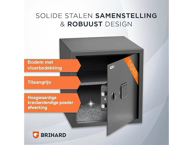 Brihard zakelijke elektronische kluis - 40x38x38cm - afbeelding 4 van  6