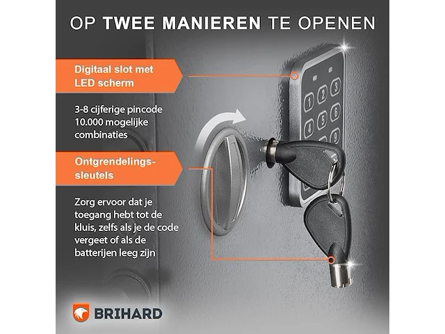 Brihard zakelijke elektronische kluis - 40x38x38cm - afbeelding 6 van  6
