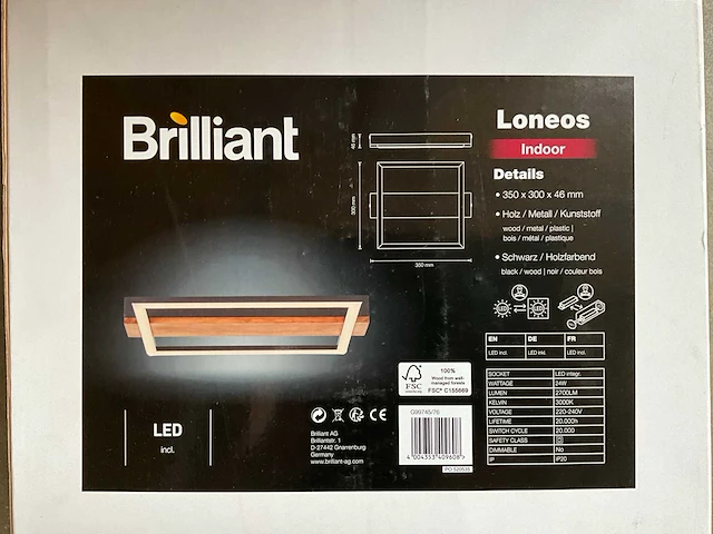 Brilliant loneos indoor led plafondlamp 35 x 30 cm (40x) - afbeelding 3 van  5