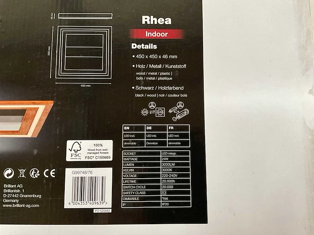 Brilliant rhea indoor led plafondlamp 45 x 45 cm (45x) - afbeelding 5 van  5