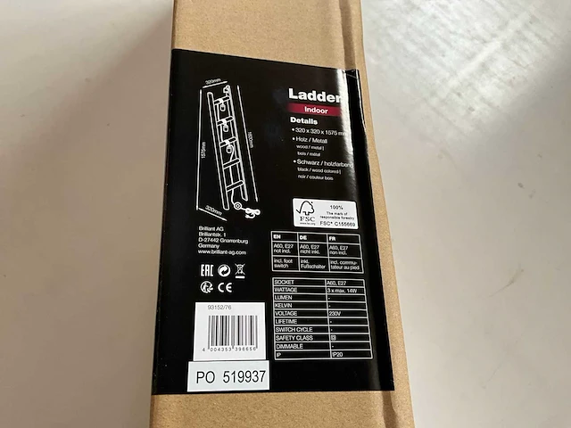Brilliant vloerlamp ladder met voetschakelaar (10x) - afbeelding 5 van  5