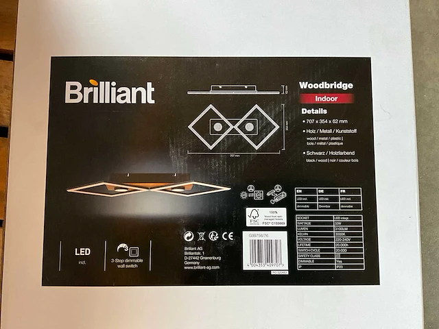 Brilliant woodbridge indoor led plafondlamp 70,7 x 35,4 cm (30x) - afbeelding 2 van  5