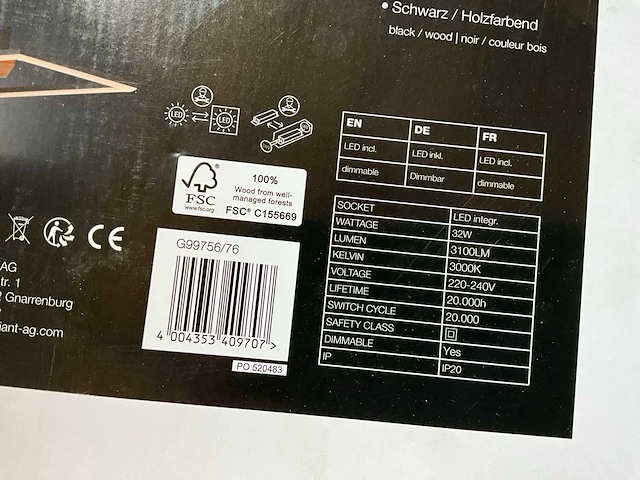 Brilliant woodbridge indoor led plafondlamp 70,7 x 35,4 cm (30x) - afbeelding 4 van  5