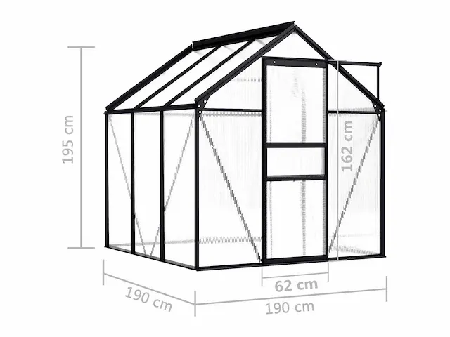 Broeikas antraciet aluminium 3,61 m² - afbeelding 7 van  7