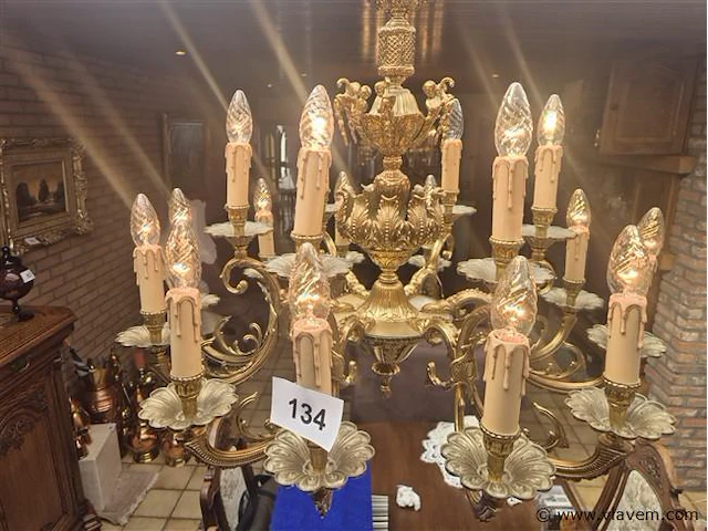 Bronzen luster 18 lichtpunten - afbeelding 1 van  6