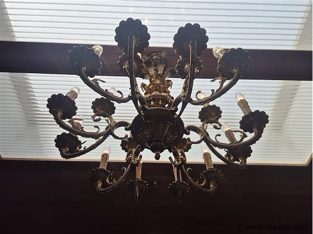 Bronzen luster 18 lichtpunten - afbeelding 3 van  6