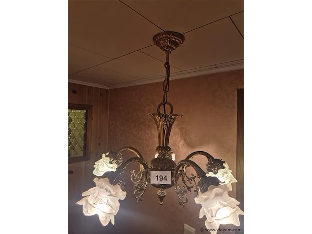 Bronzen luster 5 lichtpunten - afbeelding 1 van  3