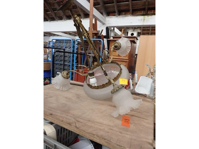 Bronzen luster met 4 lichtpunten - afbeelding 1 van  3