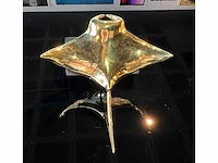 Bronzen manta ray sculpture xl - goud gepolijst - - 32x29x15 - limited edition 100 stuks - certificaat gesigneerd - afbeelding 7 van  7
