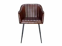 Bruine lederen fauteuil met lineair design - afbeelding 3 van  6
