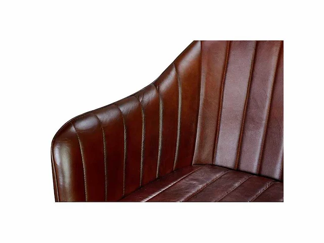 Bruine lederen fauteuil met lineair design - afbeelding 5 van  6