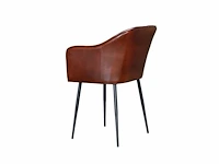 Bruine lederen fauteuil met lineair design - afbeelding 4 van  6