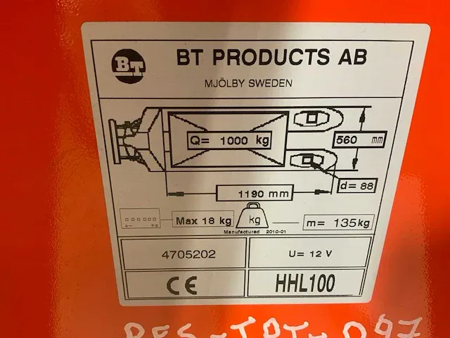Bt hhl 100 elektrische schaar palletwagen - afbeelding 8 van  8