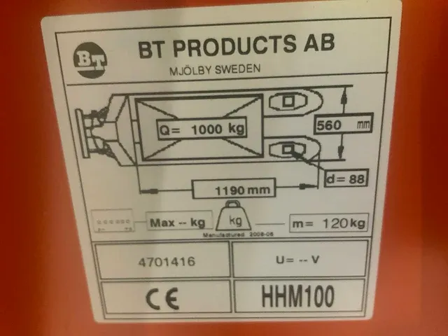 Bt hhm 100 hand hydraulische schaar palletwagen - afbeelding 8 van  8