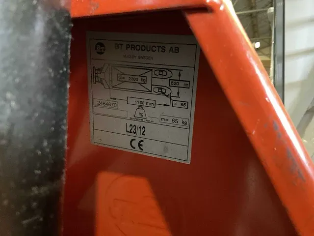 Bt lifter l23/12 hand hydraulische palletwagen - afbeelding 2 van  2