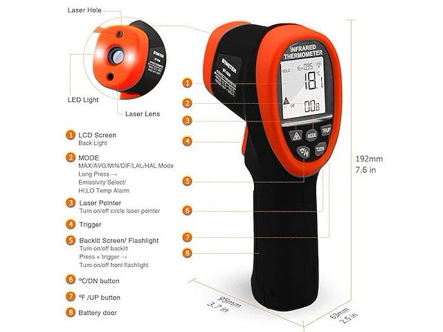Btmeter pyrometer laser thermometer - afbeelding 3 van  4