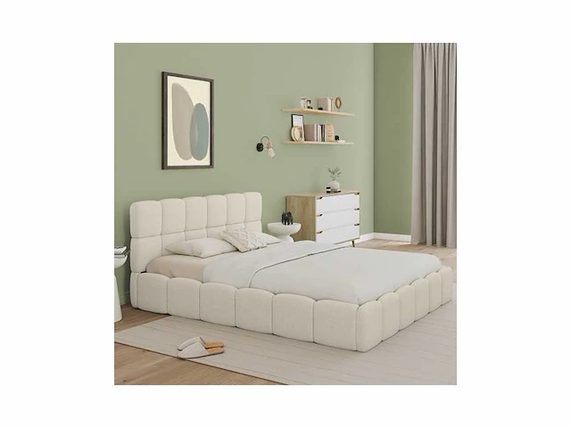 Bubbelbed in badstof met bedbodem en hoofdeinde 160x200cm - afbeelding 1 van  8