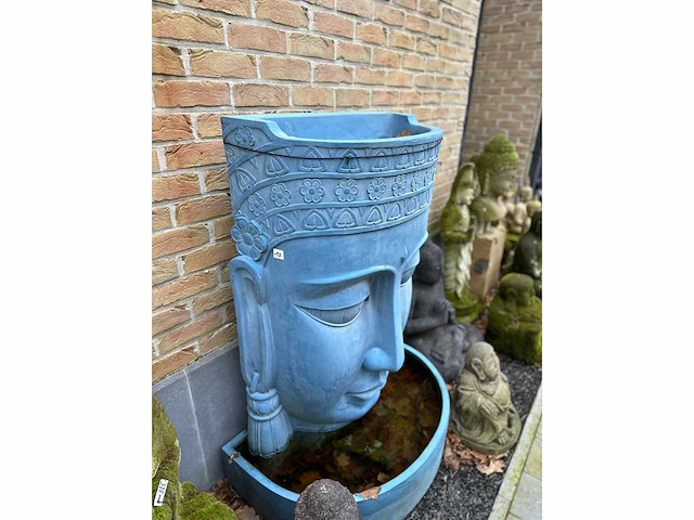 Buddha fontein blauw hoofd - afbeelding 2 van  4