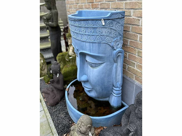 Buddha fontein blauw hoofd - afbeelding 3 van  4