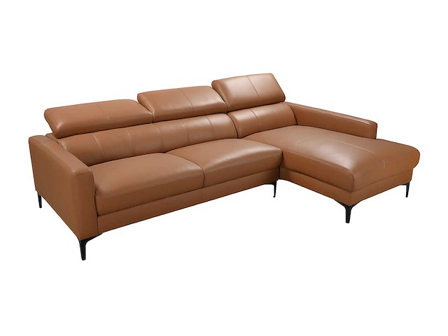 Buffel leren hoekbank - camel - haakse hoek - afbeelding 3 van  4