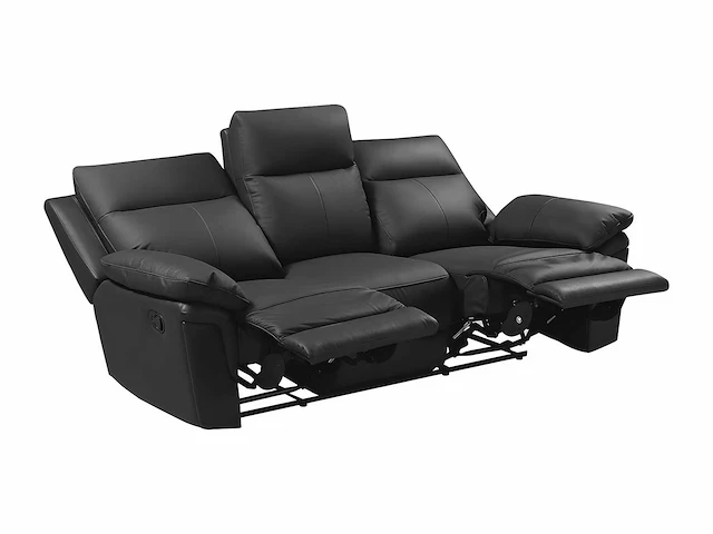 Buffelleer 3-zits relaxbank - zwart - afbeelding 15 van  18