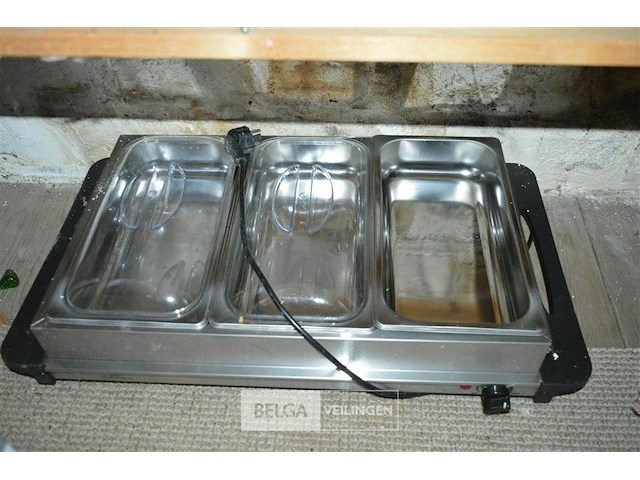 Buffetwarmer met 3 bakken - afbeelding 1 van  3