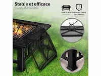 Buiten bbq vuurplaats | open haard kachel voor tuin, terras | verwarmen met houtskoolgrill + deksel | open haardvuur voor barbecue met pook - afbeelding 5 van  5