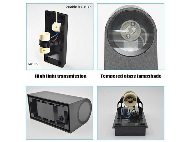 Buiten wandlamp - gu10 dual flow - dubbele stroom – ip65 waterdicht (10x) - afbeelding 6 van  6