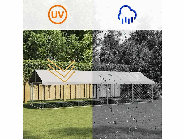 Buitenkennel met hondendak - afbeelding 2 van  10