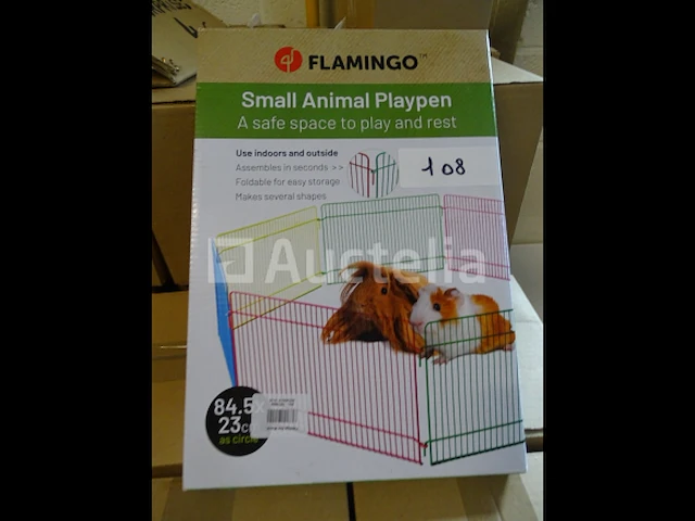 Buitenkooi - 34 x 23 cm - voor kleine huisdieren flamingo - afbeelding 1 van  4