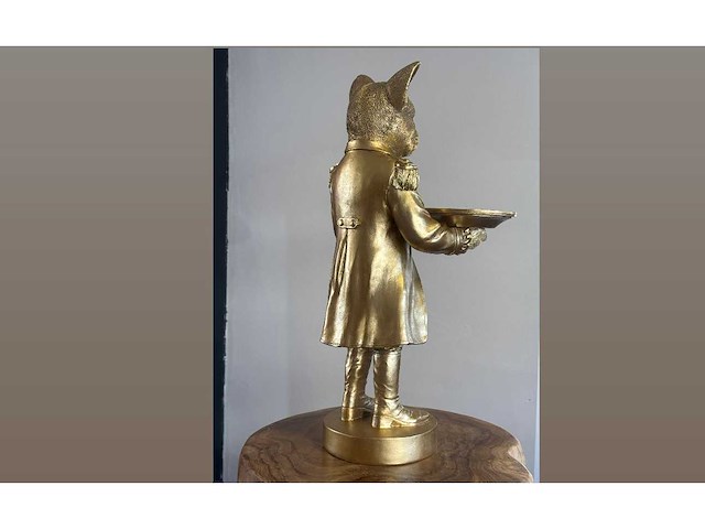 Bulldog met kostuum en plateau gold h50cm - afbeelding 2 van  3