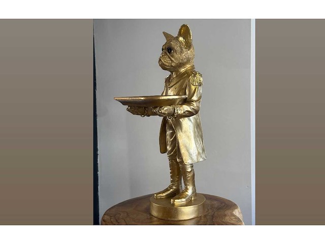 Bulldog met kostuum en plateau gold h50cm - afbeelding 3 van  3