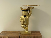 Bulldog staand met plateau h56cm goud - afbeelding 1 van  2