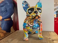 Bulldog zit bril graffiti h33cm - afbeelding 2 van  3