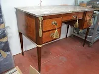 Bureeltje louis xvi marmeren blad 5 laden , stoel met armleuning louis xvi stoffen zit en rug - afbeelding 5 van  9