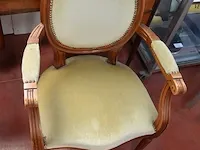 Bureeltje louis xvi marmeren blad 5 laden , stoel met armleuning louis xvi stoffen zit en rug - afbeelding 8 van  9