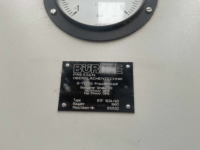 Bürkle - btf 1634/60 - membraanpers - 1997- houtbewerking - houtbewerkingsmachines - afbeelding 7 van  7
