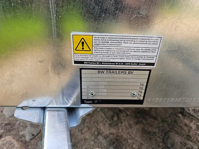 Bw trailers - 2025 - nieuw - ongeremde plateau aanhangwagen - afbeelding 8 van  8