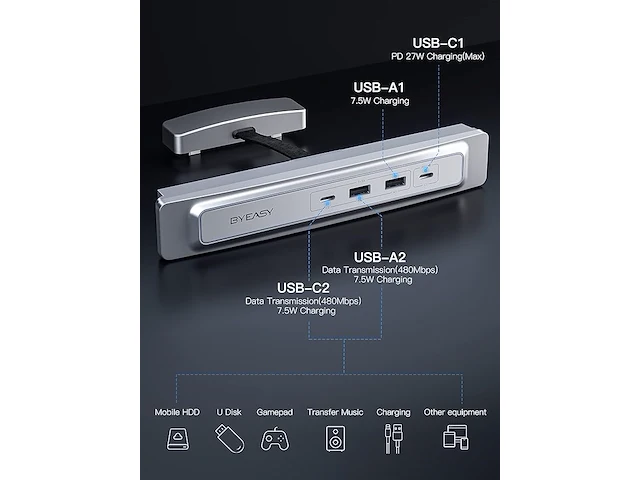 Byeasy tesla usb hub - afbeelding 2 van  6