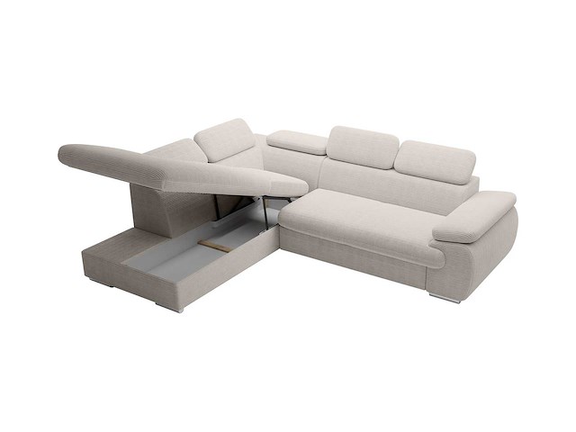 Cabrio linker hoek bank in beige ribfluwelen - afbeelding 4 van  9