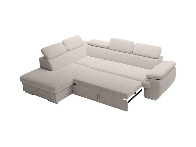 Cabrio linker hoek bank in beige ribfluwelen - afbeelding 5 van  9