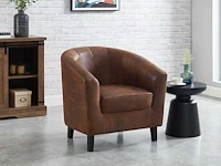 Cabriolet fauteuil in bruin verouderde microvezel - afbeelding 1 van  4