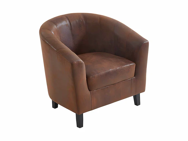 Cabriolet fauteuil in bruin verouderde microvezel - afbeelding 3 van  4