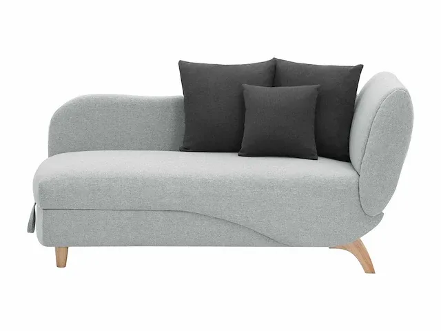 Cabrioletje linker chaise longue in lichtgrijze stof met borst - afbeelding 2 van  8